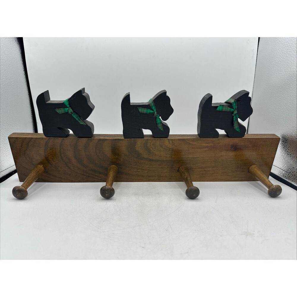 Vintage Scottish Terrier Scottie Dog Coat Garment Rack Key Holder Wall Mounted